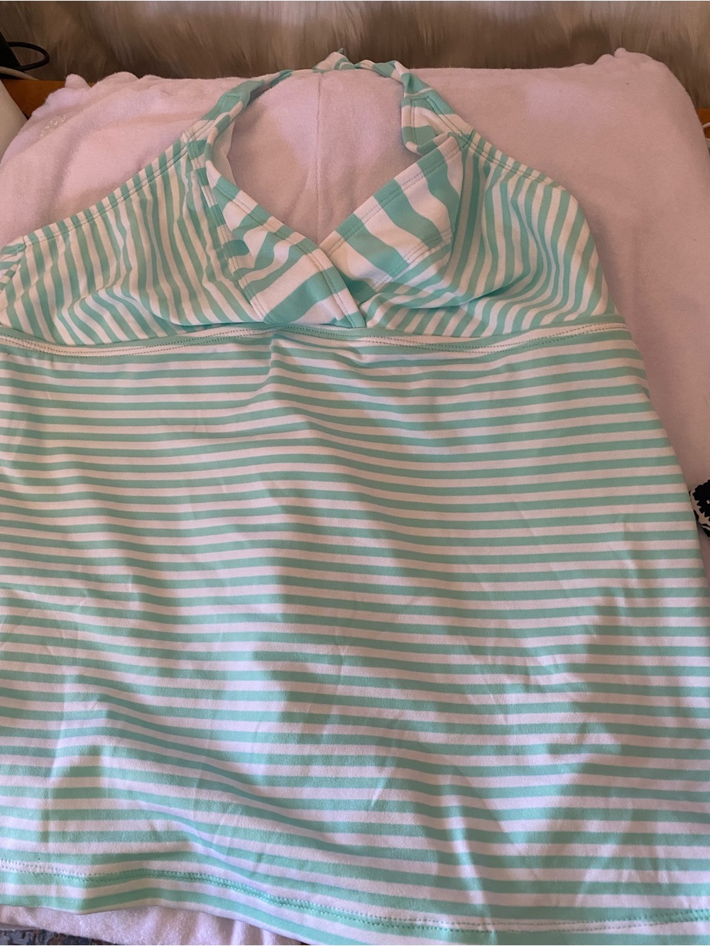 Mossimo Supply Co. Mint Green and White Striped Tankini Top